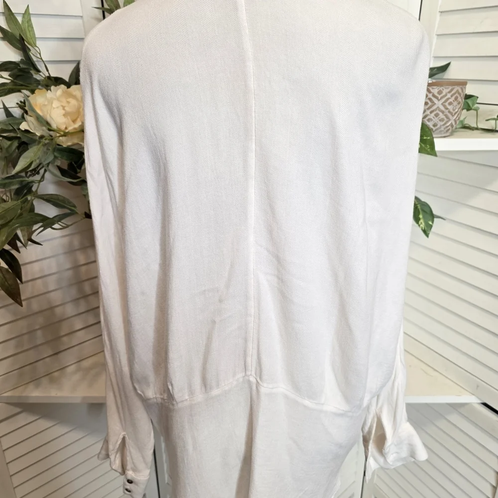 Free People Cream Button-Down Shirt MED 1398